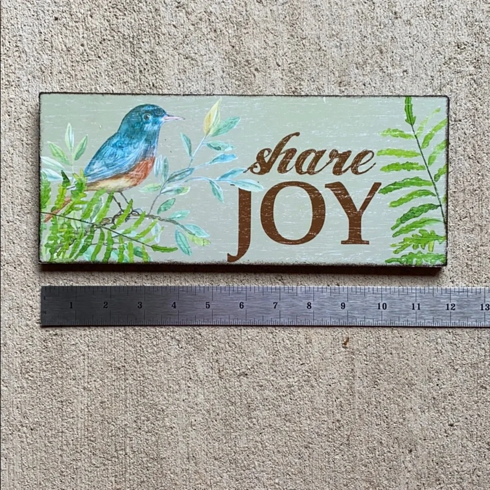 Share Joy Plaque Picture Blue Bird Leaves Rectangle Hanging Wall Art
